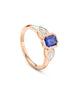 Florentine Emerald Cut Sapphire Rose Gold Ring
