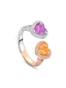 Gemini Garnet and Sapphire Rose Gold and Platinum Ring
