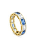 Classic Ashoka Diamond Sapphire Scalloped Full Hoop Yellow Gold Eternity Ring