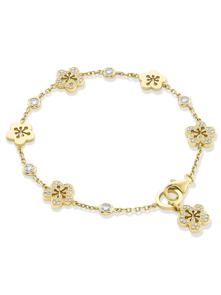 Blossom Diamond Charm Yellow Gold Bracelet