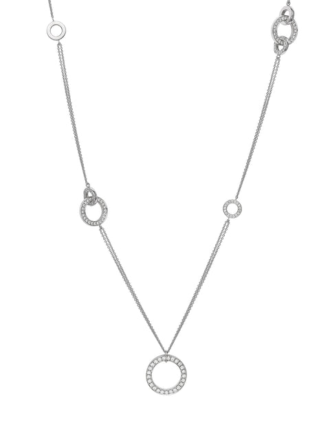 Roulette Long White Gold Diamond Necklace