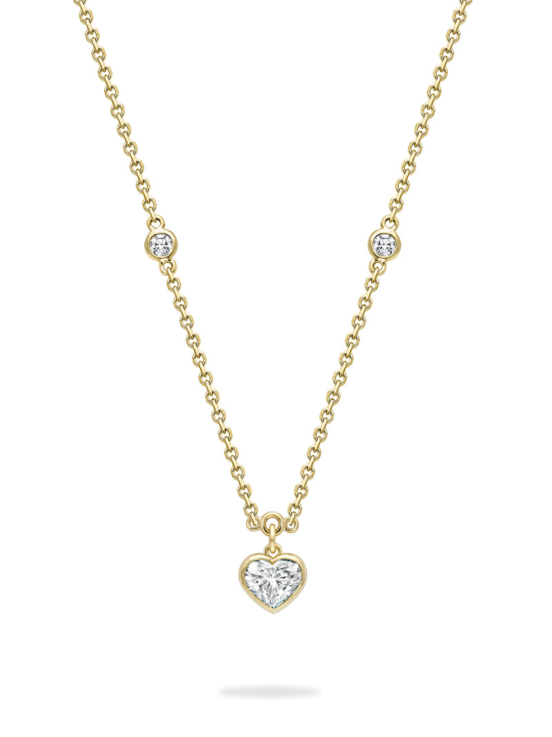 Classic Heart Yellow Gold Diamond Pendant