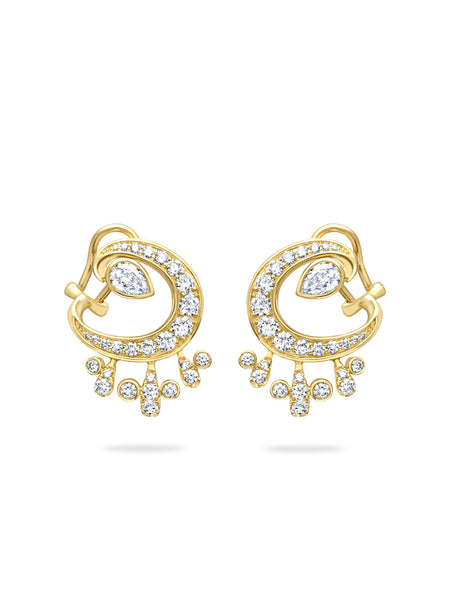 Lucky Yellow Gold Diamond Horseshoe Splash Earrings
