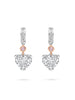 Classic Heart Diamond and Pink Diamond Platinum Drop Earrings