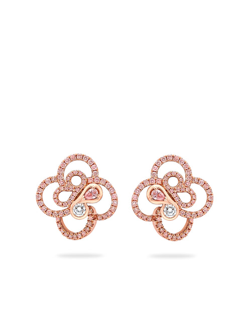 Be Boodles Pink and White Diamond Rose Gold Earrings