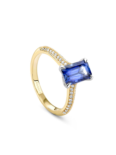 Petal Octagonal Sapphire Yellow Gold Engagement Ring