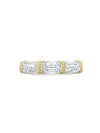 Ashoka Three Stone Diamond Yellow Gold Eternity Ring