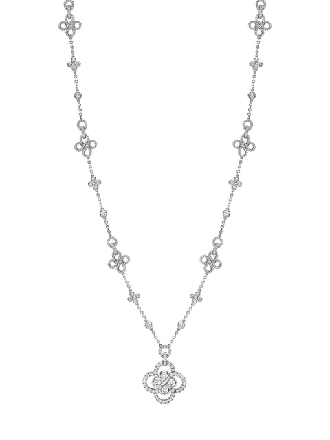 Be Boodles Long Large Motif White Gold Diamond Necklace