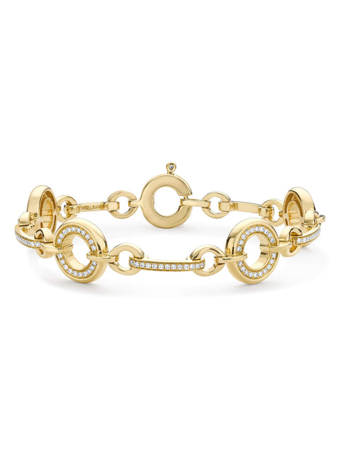 Roulette Medium Classic Yellow Gold Diamond Bracelet