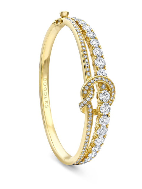 The Knot Yellow Gold Diamond Large Bangle