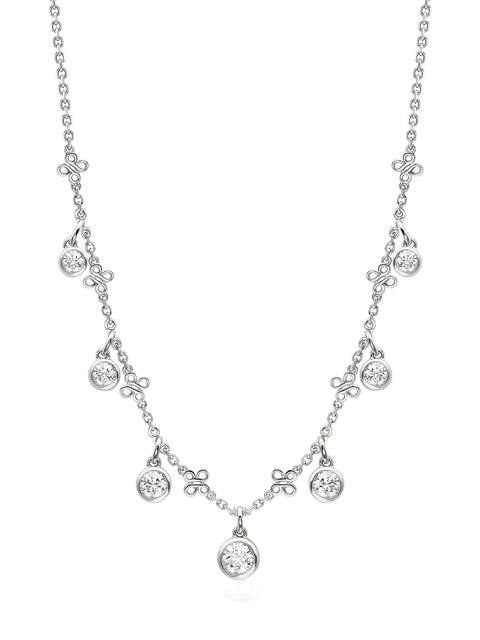 Beach Small Seven Stone Platinum Diamond Necklace