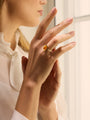 Florentine Dolce Vita Cushion Mandarin Garnet Yellow Gold Ring