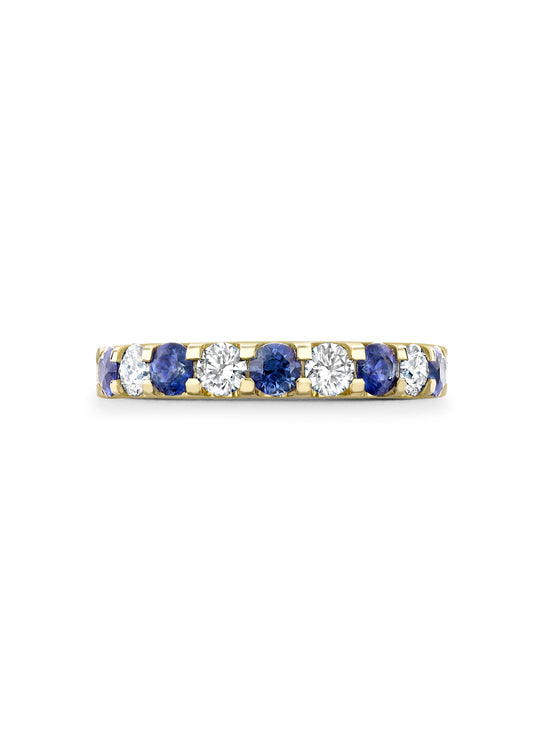 Classic Sapphire and Diamond Yellow Gold Eternity Ring
