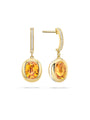 Florentine Oval Mandarin Garnet Yellow Gold Drop Earrings
