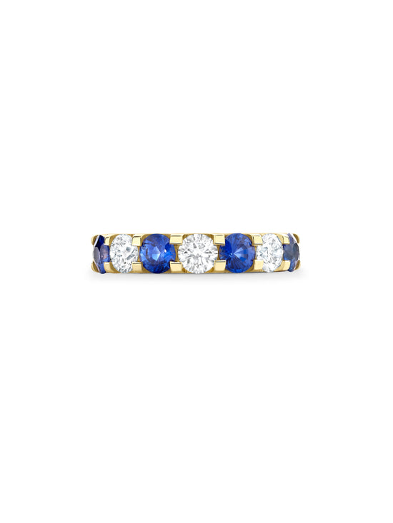 Classic Medium Sapphire Diamond Yellow Gold Eternity Ring