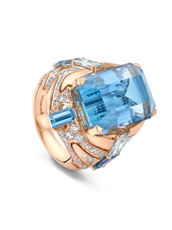 Boodles x The National Gallery Brush Stokes Aquamarine Ring | Boodles