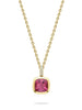 Florentine Dolce Vita Cushion Pink Tourmaline Yellow Gold Pendant