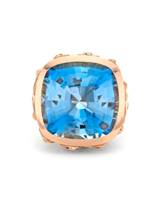 Africa Flamingo Lake Nakuru Aquamarine Rose Gold Ring