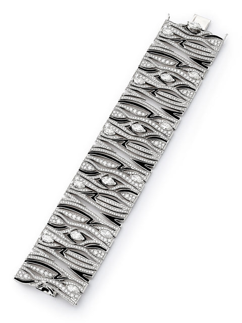 Africa Zebra Diamond Platinum Bracelet