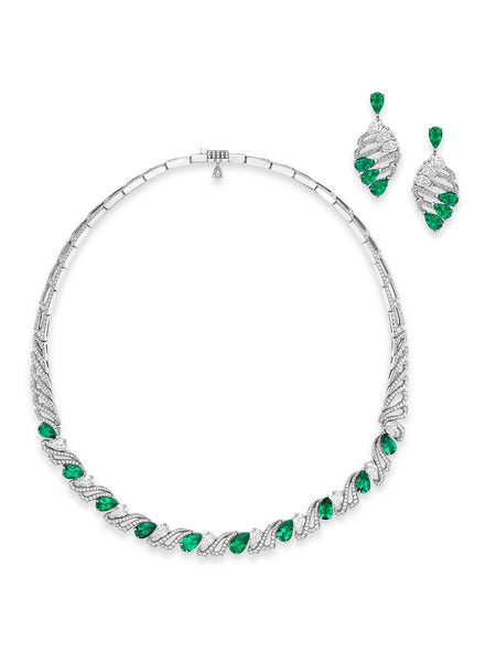 The Scroll Emerald Suite Featuring Necklace and Earrings
