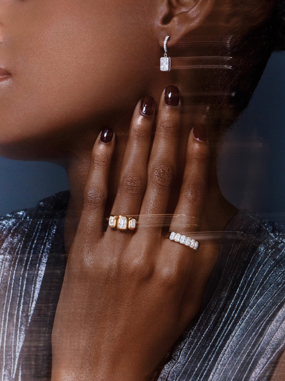 Boodles Ashoka collection of rings and earrings in gold and platinum