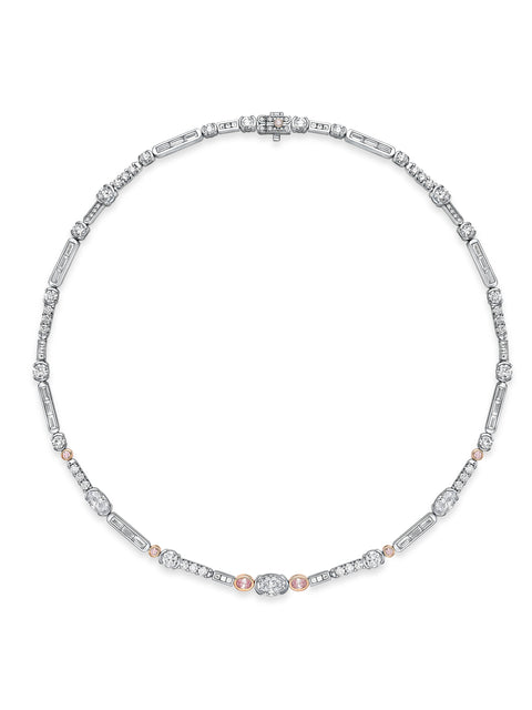 The National Gallery Play of Light Pink and White Diamond Necklace