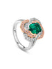 Pavilion Emerald and Pink Diamond Platinum Ring