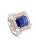Vintage Octagonal Sapphire Platinum and Rose Gold Ring