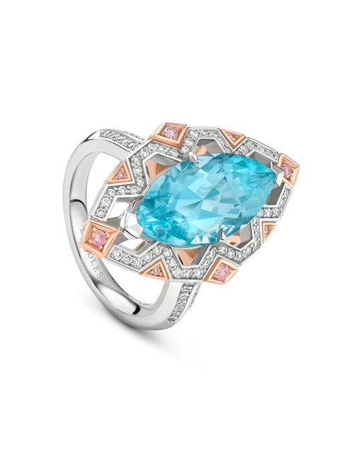 Fifth Avenue Marquise Paraiba and Pink Diamond Ring