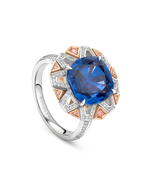 Fifth Avenue Cushion Sapphire Platinum Ring