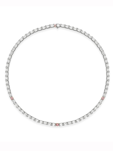 Classic Ashoka Diamond and Pink Diamond Platinum Collar
