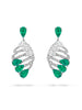 Classic Scroll Pear Emerald and Diamond Platinum Earrings
