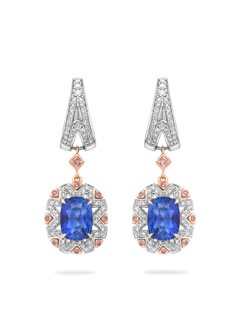 Fifth Avenue Sapphire and Diamond Platinum Drop Earrings