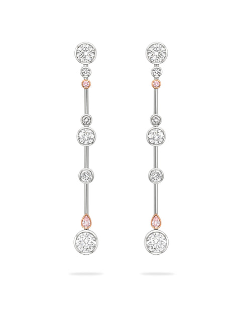 Raindance 25 Pink and White Diamond Drop Earrings