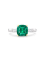 Baguette Cushion Cut Emerald Platinum Ring