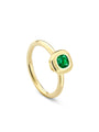 Florentine Cushion Emerald Yellow Gold Ring
