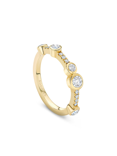Waterfall Half-Hoop Yellow Gold Diamond Ring