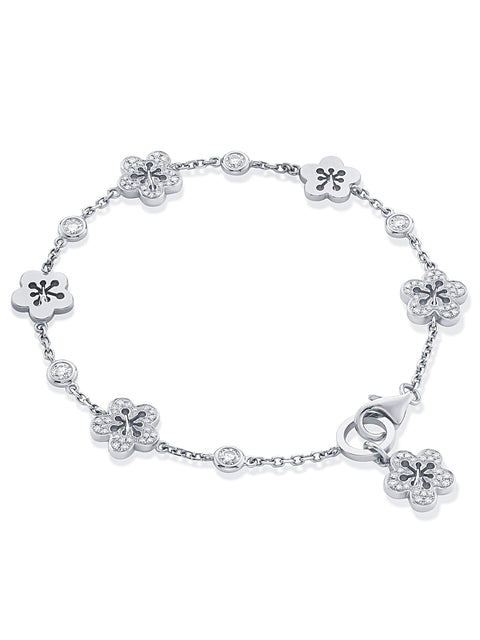 Blossom Diamond Charm White Gold Bracelet