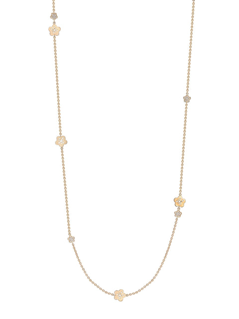 Blossom Long Rose Gold Charm Necklace