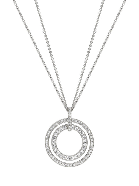 Roulette Large White Gold Double Diamond Pendant