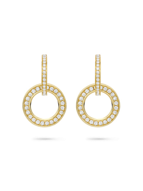 Roulette Large Yellow Gold Diamond Earrings