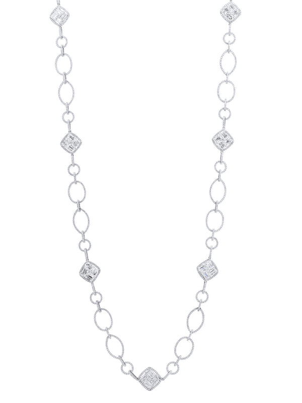 Ashoka Diamond Weave Motif White Gold Necklace
