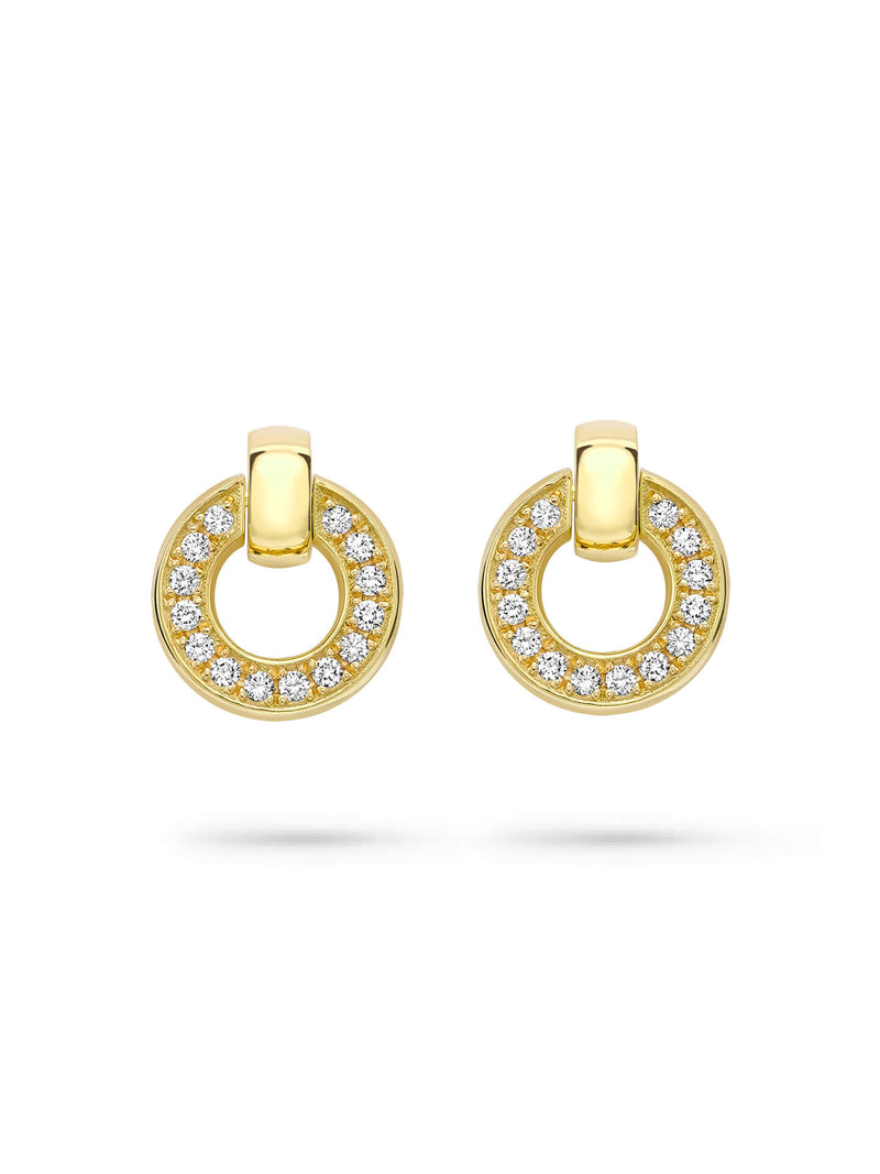 Roulette Yellow Gold Diamond Flip Earrings