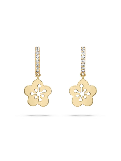 Blossom Mini Yellow Gold Diamond Drop Earrings
