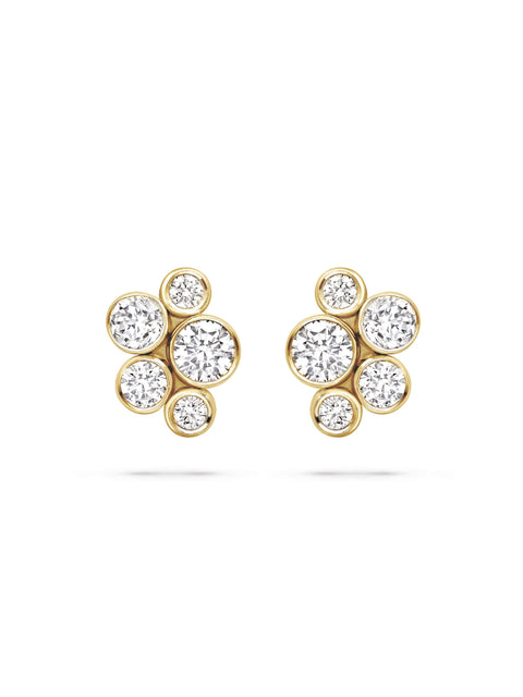 Raindance Classic Cluster Yellow Gold Stud Earrings