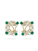 Secret Garden Fern Emerald Pearl Yellow Gold Earrings