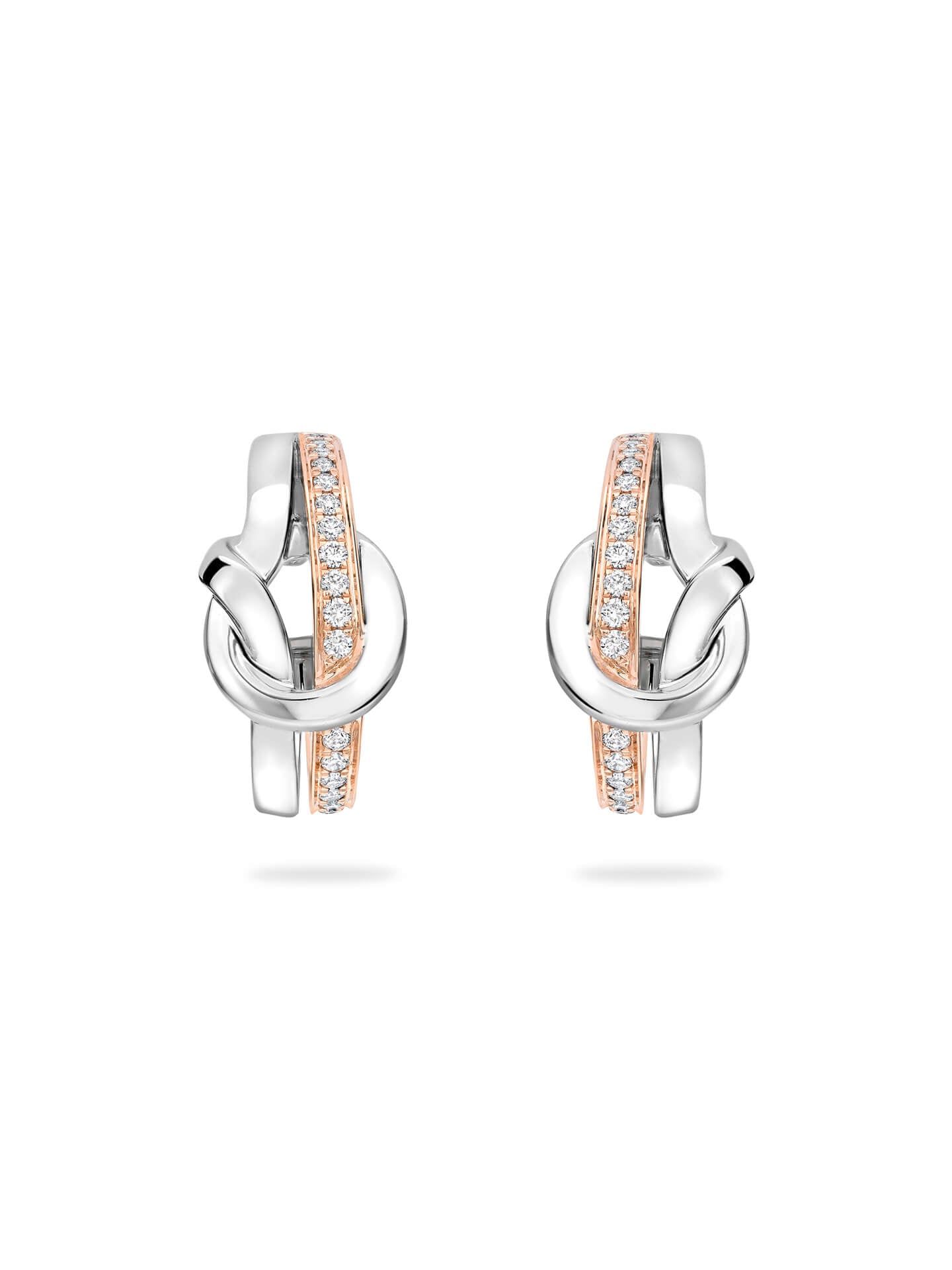The Knot White and Rose Gold Diamond Earrings Boodles