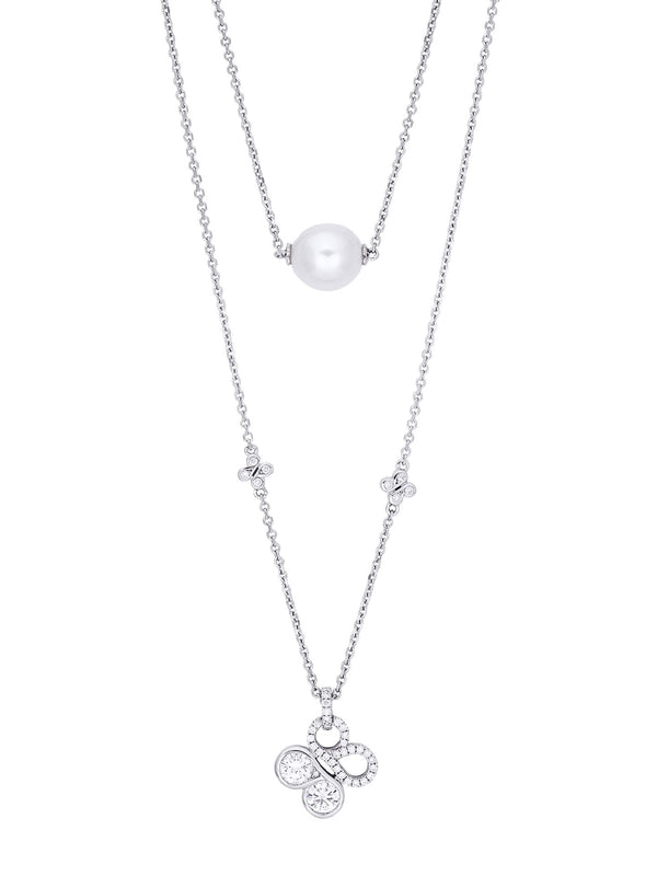 Be Boodles Double Layer White Gold Pearl Necklace