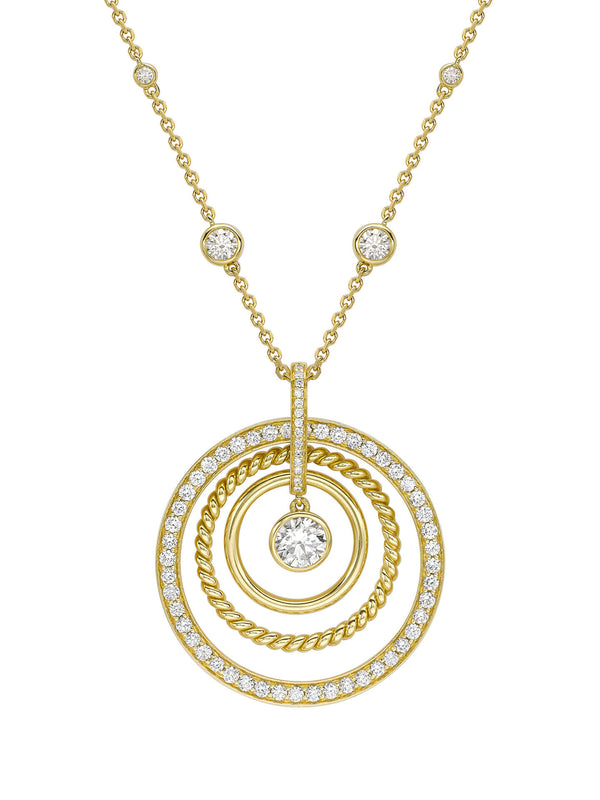 Roulette Diamond Yellow Gold Pendant Necklace