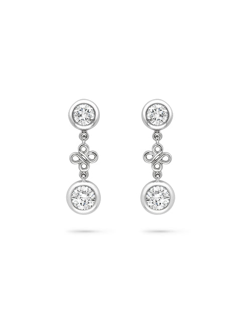 Beach Platinum Detachable Diamond Drop Earrings